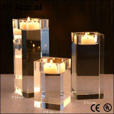 simple square glass candlestick for indoor lighting