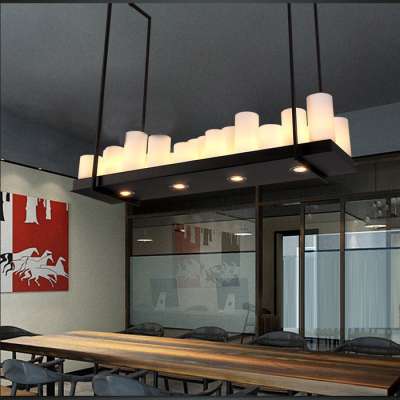 Modern rectangle candlestick loft wrought iron art pendant lamp